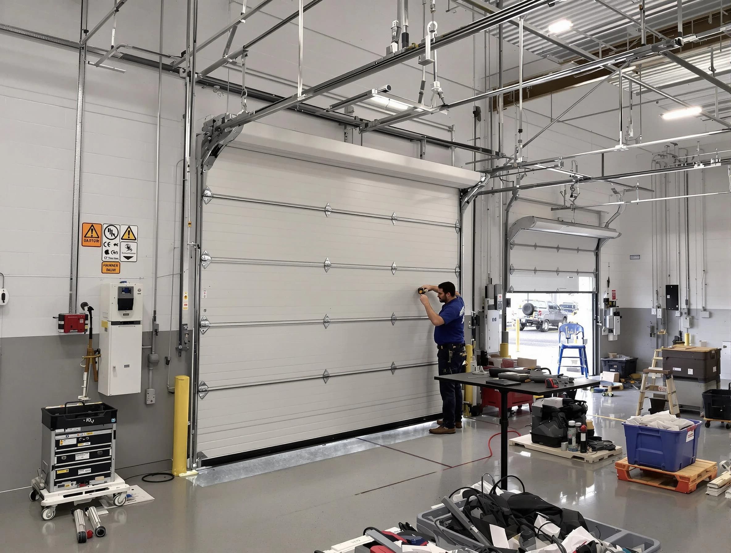 Commercial garage door repair being performed by New Bedford Garage Door Repair expert in New Bedford