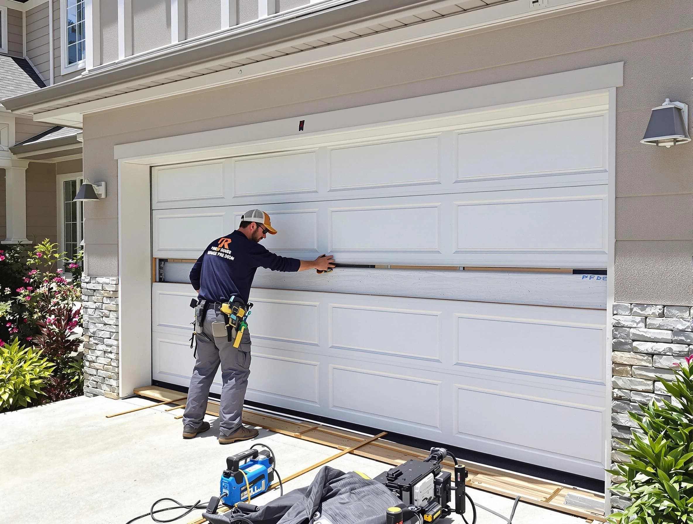 New Bedford Garage Door Repair team performing complete garage door replacement at New Bedford residence