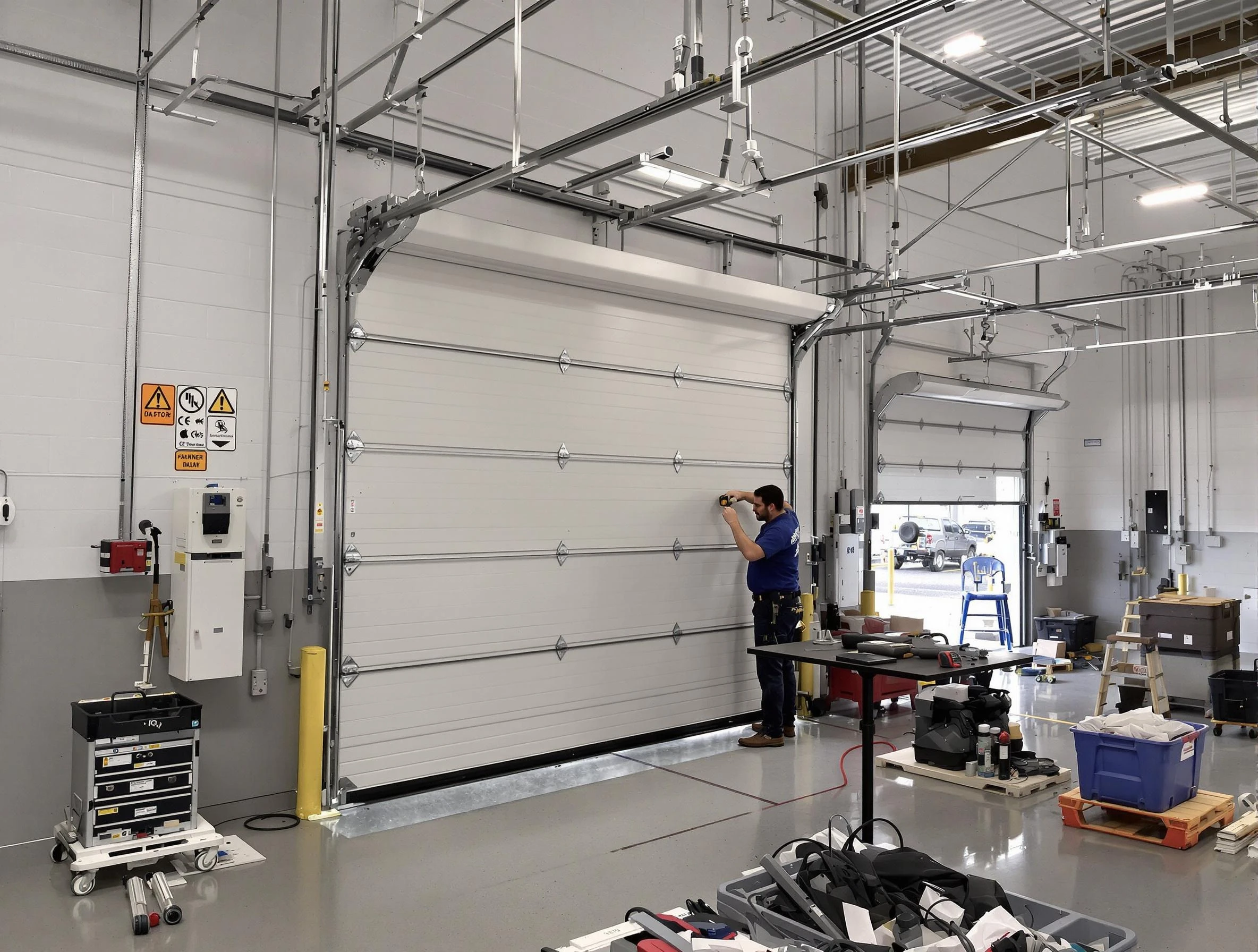 Commercial garage door repair being performed by New Bedford Garage Door Repair expert in New Bedford