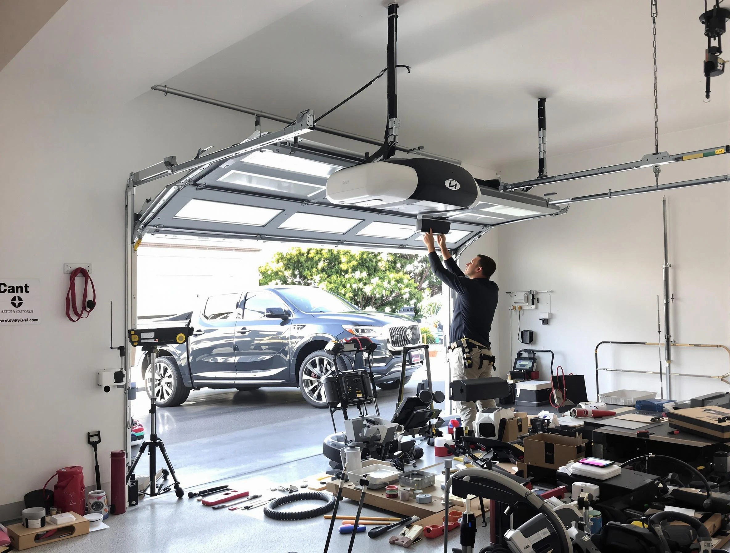 New Bedford Garage Door Repair specialist installing smart garage door opener system in New Bedford home