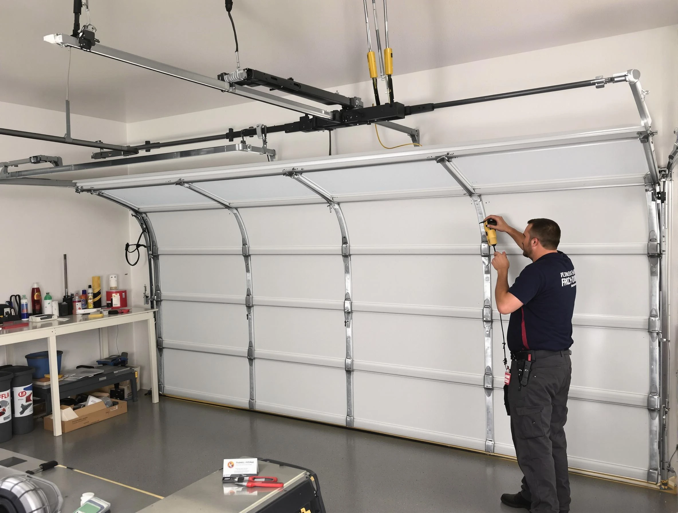 New Bedford Garage Door Repair certified technician performing overhead door system repair in New Bedford